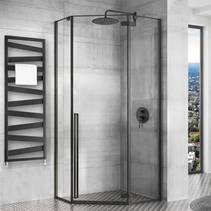 Rea Душ кабина Rea Diamond с петоъгълна врата, 90x90, черна (5902557345212+5902557360192)