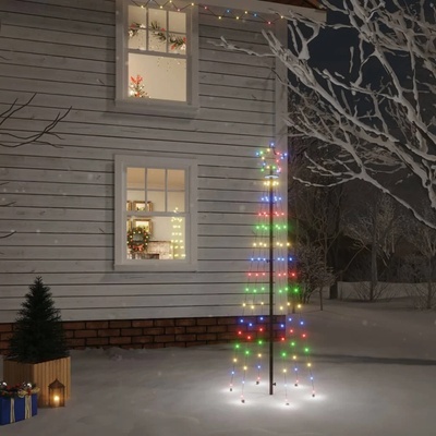 vidaXL Коледна елха с шип, многоцветна, 108 LED, 180 см (343552)