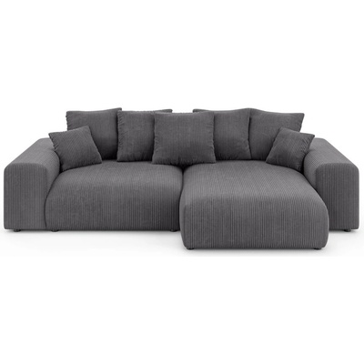 ROPEZ Сив разтегателен ъглов диван с място за съхранение от рипсено кадифе (променлив) Luma - Ropez (Luma Naroznik L z f.spania Uniwersalna OT tk. Lincoln 90 ( Davis ))