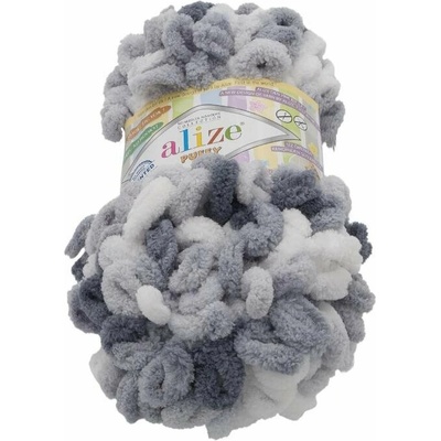 Příze Puffy color 100g 5925 bílá, šedá