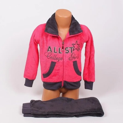 Пухкав детски комплект в цикламено и графитено с надпис