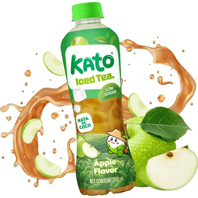 Kato Iced Tea Apple Low Sugar With Nata De Coco Jelly 350 ml
