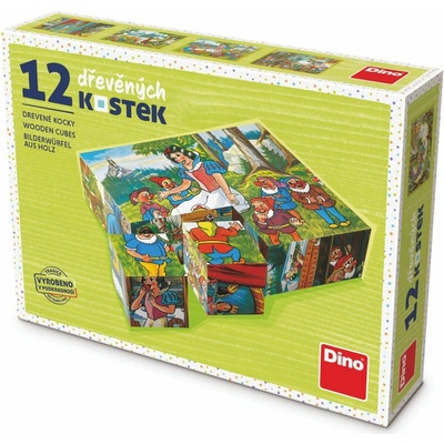 Dino obrázkové kocky Snehulienka 12 ks