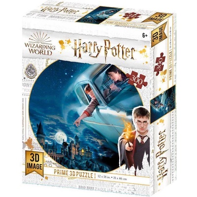 Prime 3D - Puzzle Harry Potter: Harry and Ron over Hogwarts 3D - 300 piese