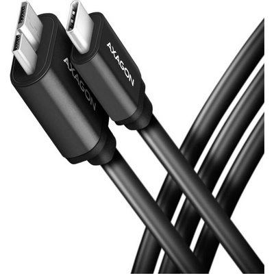 Axagon BUMM3-CM10AB SPEED Micro-B USB - USB-C, USB 3.2 GEN 1, 3A, ALU, 1m, černý