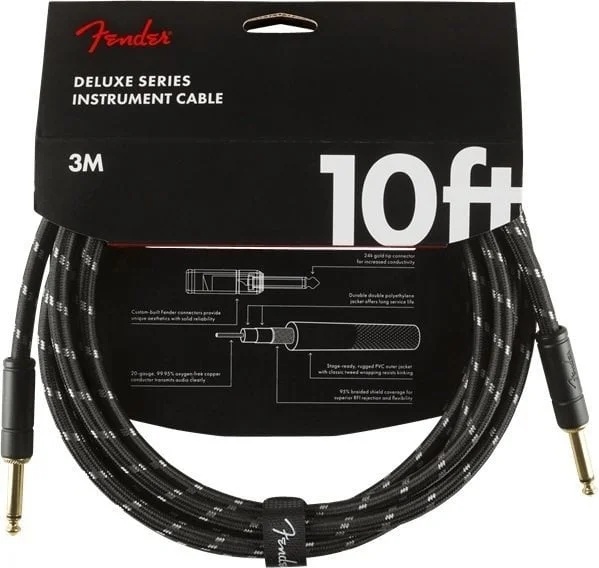 Fender Deluxe Series Black 3 m Директен - Директен Инструментален кабел (0990820092)