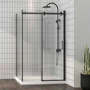 Fluminia Mediterraneo Panda Black правоъгълна душ кабина с плъзгаща се врата 120x90 черна (R13RE01BL 120X90)