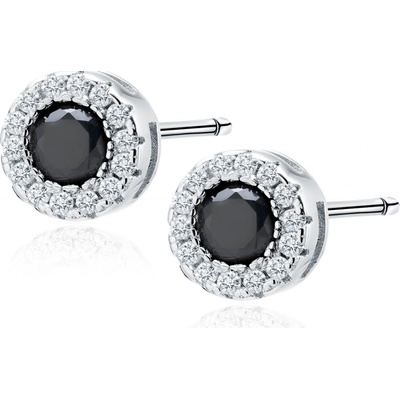 Lafira stříbrné náušnice Round Black Z1128B