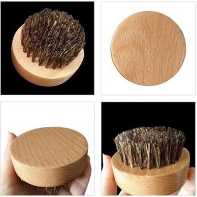 Beard Brush SL1500 Okrúhly drevený kefa na fúzy, diviačie štetiny 65 mm