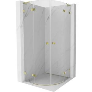 Mexen Lunar L полу-кръгла душ кабина с вратички 90 x 90 см, прозрачна, златна - 833L-090L-090P-50-00 (833L-090L-090P-50-00)