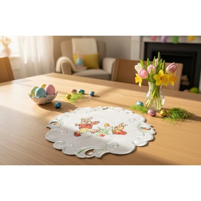 Mybesthome Velikonoční vyšívaný ozdobný ubrousek Easter I. Ø 30cm