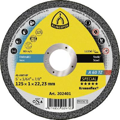 Klingspor A 60 TZ Special 202401 řezný kotouč rovný 125 mm 25 ks nerezová ocel, ocel
