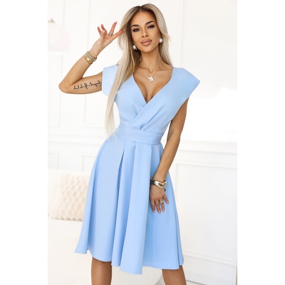 Numoco Разкроена миди рокля в светлосин цвят 348-12nmc-2489 - Светлосин Син, размер s