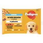 PEDIGREE Junior пакетчета 4x100 g - Избор от вкусове с ориз в желе, пълноценна мокра храна за растящи кучета (парченца с високо съдържание на пилешко месо и парченца с високо съдържание на говеждо месо и черен