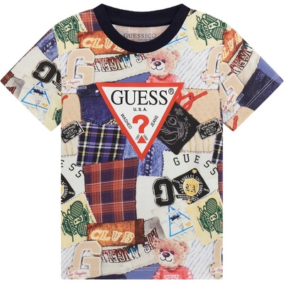 Guess Тениска с къс ръкав Guess - Кръпков десен, многоцветна, 18 м (20253-N5YI04-K8HM4-P146-18M)