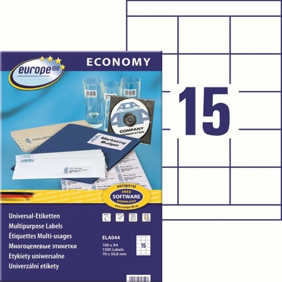 Avery Zweckform Europe100 ELA044 Samolepicí etikety 70x50,8 mm 1500 ks bílé