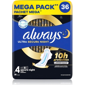 Always Ultra Secure Night Size 4 санитарни кърпи за нощ 36 бр