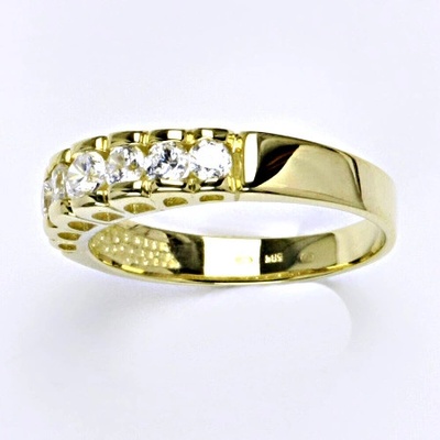Čištín Zlatý prsten žluté i bílé zlato s čirými zirkony T 1129