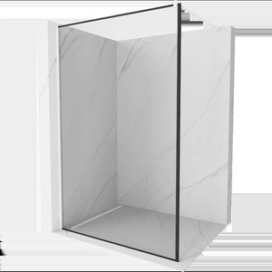 Mexen Kioto стенна преграда за душ Walk-in 90 x 200 см, черна рамка 8 мм, бяла - 800-090-101-20-70 (800-090-101-20-70)