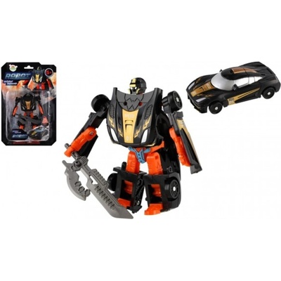 Teddies Transformer auto/robot plast 14cm čierny na karte 17x26x6cm