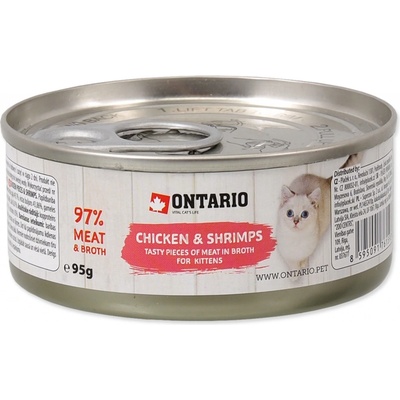 Ontario kuřecí kousky a krevety pro koťata 12 x 95 g