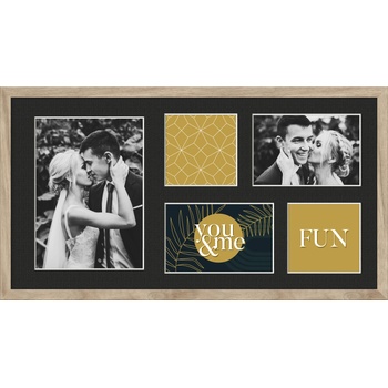 STYLER Рамка за 5 снимки Kyoto с черно паспарту 27 x 51 см бежова (RA-15119)