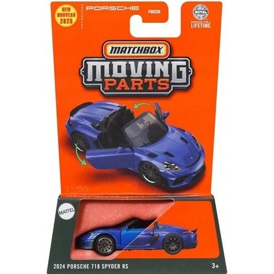MATCHBOX MOVING PARTS PORSCHE 718 SPYDER RS 2024 MODRÝ AUTOMOBIL