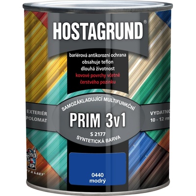 Hostagrund 3v1 Prim základná aj vrchná farba na kov S2177 0,6 l modrá