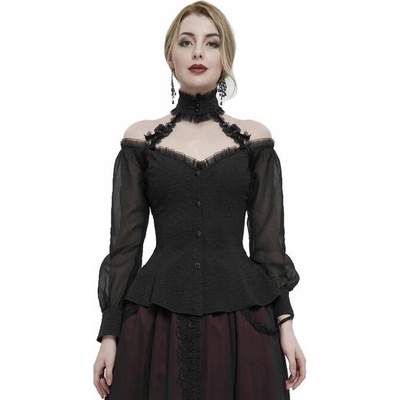 Devil Fashion Black gothic shirt with open shoulders černá