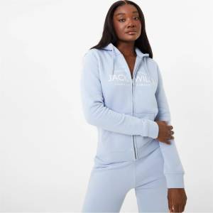 Jack Wills Суичър Jack Wills Hunston Logo Zip Hoodie - Soft Blue
