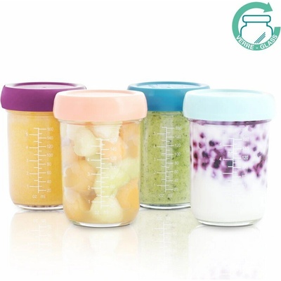 Babymoov Sklenené misky s viečkami 4x100ml a 4x220ml