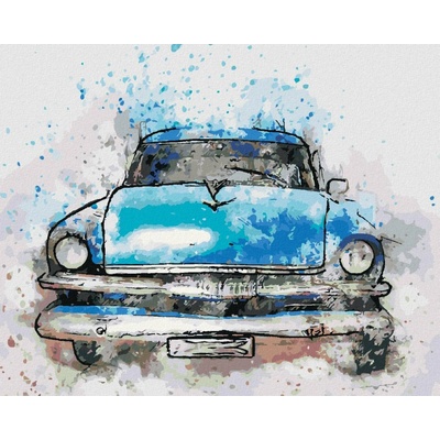 zuty Malování Podle Čísel Malované Modré Auto 80 x 100 Cm Plátno Rám