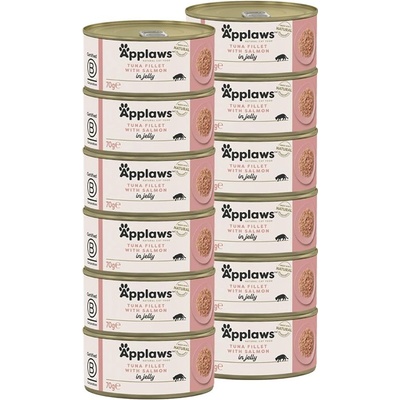 Applaws Консерва за котки с риба тон и сьомга в желе 12 x 70 г