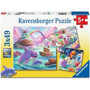 Ravensburger Пъзел Ravensburger от 3 x 49 части - Заливът на лакомствата (12004260)