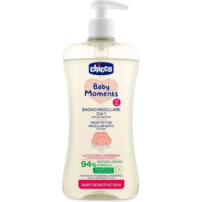 Chicco Baby Moments Sensitive Мицеларен шампоан за тяло и коса 500ml