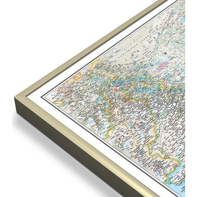 National Geographic Indie - nástěnná mapa Classic 60 x 76 cm Varianta: mapa v hliníkovém rámu, Provedení: zlatý matný rám