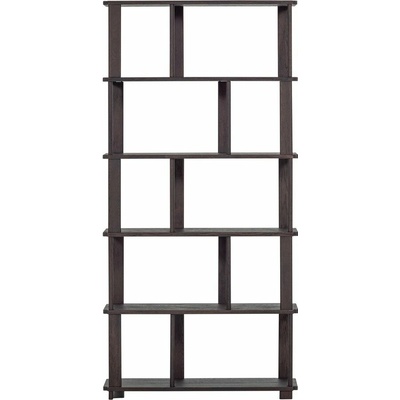Tmavohnedá knižnica z dubového dreva 90x186x30 cm Riss – WOOOD