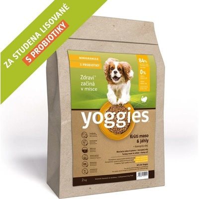 Yoggies Minigranule Monoproteinové Lisované za studena s probiotiky Krůtí maso & Jáhly 2 kg