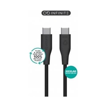 eStuff INFINITE (GRS) USB-C to USB-C Cable 2m Black. Recycled Plastic. Super Soft