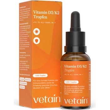 Vetain Витамин d3/k2 веган капки - 1, 000 iu - 30 мл