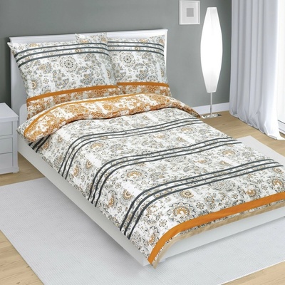 Bellatex bavlna obliečky Retro sivo oranžová 140x200 70x90