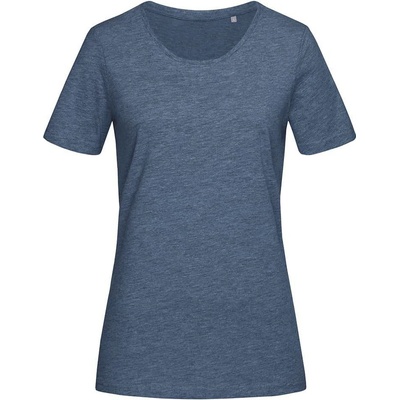 Stedman Dámske tričko Lux Fitted Crew neck denim heather modrá
