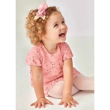 Image 1 of Mayoral Официална рокля за момиче с дантела и цветя в розово Майорал