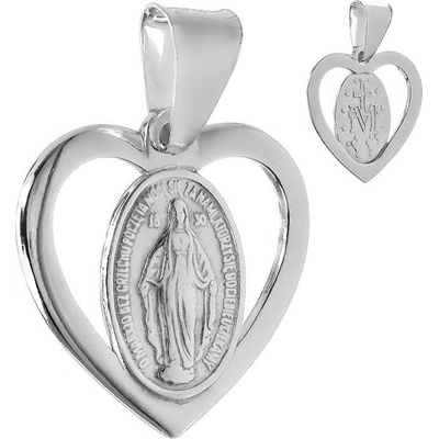 Argento Stříbrný přívěsek Zázračná medailka srdíčko 85341