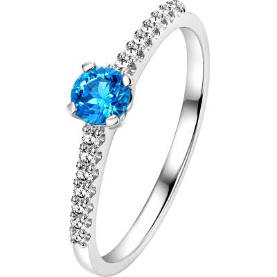 Zlaton Prsten bílé zlato s topazem s diamanty N14012602085