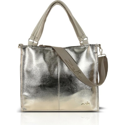 Zellia dámska lesklá zlatá kabelka Zlb318 crossbody taška 34 x 32 x 11 cm