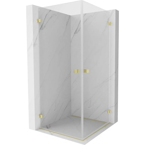 Mexen Lunar-B Duo душ кабина с отваряща се врата 70 x 70 см, прозрачна, матово златно - 832-070L-070P-55-00 (832-070L-070P-55-00)