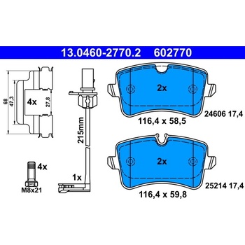 ATE Sada brzdových platničiek kotúčovej brzdy 13046027702