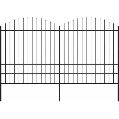OMAXI Zahradní plot s kopím nahoře ocelový 337 x 200 cm černý 714783