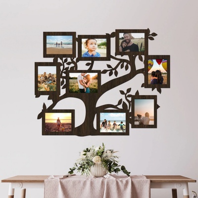dřevo života Fotorámeček na zeď FAMILY Zvolte barvu dekoru: Wenge, Velikost fotorámečku: 65x51